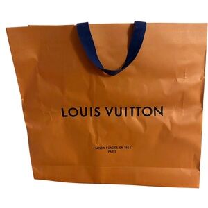 Louis Vuitton Large Shopping Bag With Blue Handles & Additional Red LV Ribbon